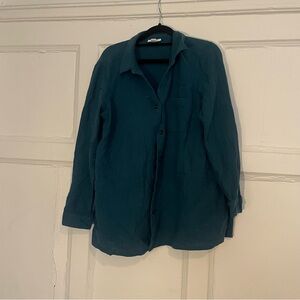 J Jill Teal Linen Shirt